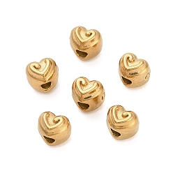 Настоящее золото 18K 304 из нержавеющей стали бусы, сердце, ионное покрытие (ip), реальный 18 k позолоченный, 3.5x4x4.5 мм, отверстие : 1.5 мм