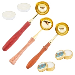 Golden DIY Stamp Making Kits, Including Paraffin Candles, Candle, Brass Spoon, Golden, 7pcs/set