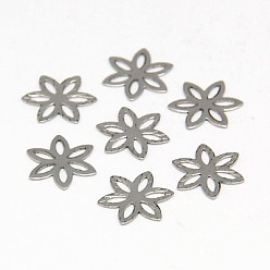 Stainless Steel Color Tarnish Resistant 304 Stainless Steel Links connectors, Flower, 8x8x0.5mm, 500pcs/bag