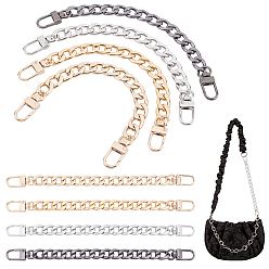 Mixed Color 8Pcs 4 Colors Aluminum Curb Chains Bag Handles, with Alloy Clasps, for Bag Replacement Accessories, Mixed Color, 20cm, 2pcs/color