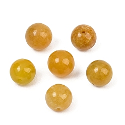 Gold Natural Myanmar Jade Burmese Jade Beads, Dyed, Smooth Round, Gold, 10mm, Hole: 1.4mm
