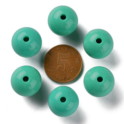Light Sea Green Opaque Acrylic Beads, Round, Light Sea Green, 16x15mm, Hole: 2.8mm, about 220pcs/500g
