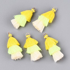 Разноцветный Кулон с кисточкой из поликоттона (полиэстер), с железной фурнитурой, золотые, красочный, 39~40x19~26x6~7 мм, отверстие : 4 мм