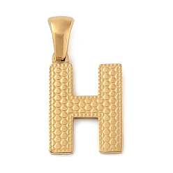 Letter H Вакуумное покрытие pvd 304 подвески из нержавеющей стали, золотые, буквенное очарование, Письмо ч, 17x12x1.5 мм, отверстие : 5x3 мм
