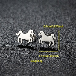 Лошадь 201 из нержавеющей стали серьги, цвет нержавеющей стали, лошадь, 7x11 мм