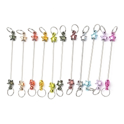 (52) Непрозрачная лаванда Железная планка для брелока с бусинами, с пластиковыми звездообразными бусинами, для брелока своими руками, платина, разноцветные, 84x10x6 мм, Перейти кольцо: 12x1.5 мм, внутренний диаметр: 10.5 мм