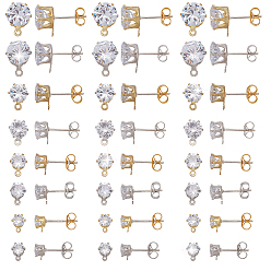 (52) Непрозрачная лаванда 925 серебро пробивает кубические цифры на основе циркония, с фрикционными гайками из стерлингового серебра, разноцветные, 5.5~10.5x4.5~9 мм, штифты : 0.7 мм, отверстие : 0.8~1.2 мм, ушная гайка: 4.5x6x3 мм