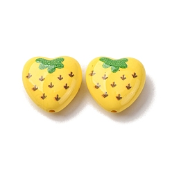 Клубника Непрозрачные акриловые бусины, сердце с фруктами, клубника, 17x18x8.5 мм, отверстие : 1.6 мм