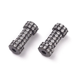 Черный Цвет Металла Латунные микропаве из прозрачного кубического циркония, трубка, металлический черный , 14x6 мм, отверстие : 1 мм