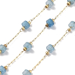 Аквамарин Ионное покрытие (ip) 304 шариковые цепи из нержавеющей стали, С камнями, с катушкой, пайки, реальный 18 k позолоченный, 4x2.5 мм, около 16.40 футов (5 м) / рулон