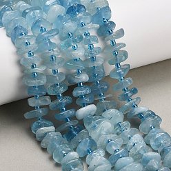Аквамарин Природные Аквамарин бисер нитей, самородки, с бисером, 9~12x9~12x3.5~5 мм, отверстие : 0.8 мм, около 63~65 шт / нитка, 14.76''~15.35'' (37.5~39 см)