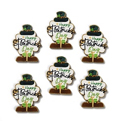 Кокосово-Коричневый Подвески из дерева с тематикой дня святого патрика, кокосового коричневый, 40x30x2 мм, отверстие : 1.8 мм