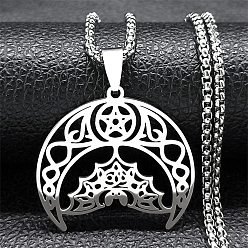 Нержавеющая Сталь Цвет Летучая мышь 201 полые ожерелья из нержавеющей стали с подвеской в виде полумесяца летучей мыши для женщин, цвет нержавеющей стали, 19.41 дюйм (49.3 см)