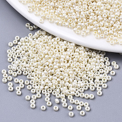 Floral White Frosted Opaque Glass Seed Beads, Fit for Machine Eembroidery, Baking Paint, Round, Floral White, 2.5x1.5mm, Hole: 1mm, about 20000pcs/bag