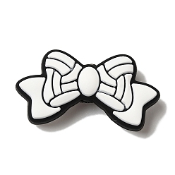 Bowknot Силиконовые бусины, белые, бантом, 10x29x7.5 мм, отверстие : 2.5 мм