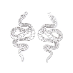 Нержавеющая Сталь Цвет Не тускнеющие 201 подвески из нержавеющей стали, гравированные металлические украшения, очарование змеи, цвет нержавеющей стали, 47x21x0.3 мм, отверстие : 1.5 мм