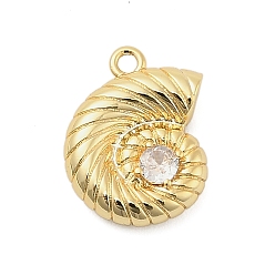 Золотой Латунные микро проложить кубического циркония подвески, подвески в форме раковины, золотые, 14.5x11x4 мм, отверстие : 1.4 мм