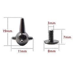 Gunmetal Alloy Decorative Buttons, Meteor Hammer, Gunmetal, 1.9x1.1cm