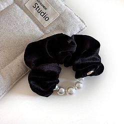 Черный Бархат с пластиковыми жемчужинами для волос, для девочек или женщин, резинка для волос / резинки для волос, чёрные, 110 мм