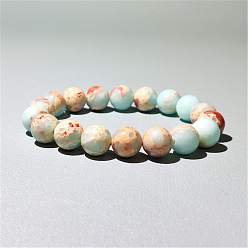 Шушан Камень Эластичные браслеты из синтетического камня шушань из бисера, круглые, 6-3/4 дюйм (17 см), бусины : 10 мм диаметром