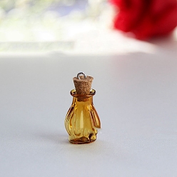 Золотистый Стеклянные пустые подвески для бутылок желаний, с пробковыми пробками и петлями, золотые, 18x22 мм