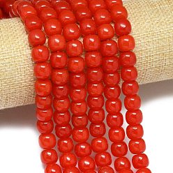 Оранжево-Красный Натуральный Malaysia нефритовые бусы пряди, окрашенная и подогревом, баррель, оранжево-красный, 9.5~10x8.5 мм, отверстие : 1 мм, около 37~38 шт / нитка, 14.57''~14.96'' (37~38 см)