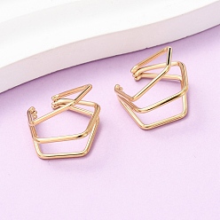 Настоящее золото 18K 304 серьги-каффы из нержавеющей стали в форме тройного пентагона, ионное покрытие (ip), реальный 18 k позолоченный, 17.5x17.5x14 мм