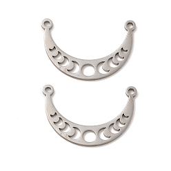 Нержавеющая Сталь Цвет Не тускнеющие 304 подвески из нержавеющей стали, очарование фазы луны, цвет нержавеющей стали, 30x20x1.5 мм, отверстие : 1.8 мм