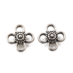 Античное Серебро Тибетский стиль сплава многожильных ссылки, цветок, античное серебро, 9x9x3 мм, отверстие : 2 мм