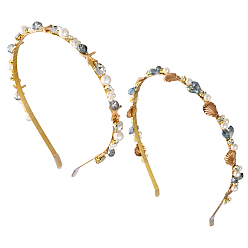 (52) Непрозрачная лаванда 2 шт. 2 стили резинки для волос из цинкового сплава со стразами, с абс жемчуга, аксессуары для волос для женщин и девочек, разноцветные, 147x126~137x13~14 мм, 1 шт / стиль