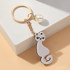 Белый Акриловые брелки, украшения для сумок и кошельков, форма кошки, белые, 11x2 см