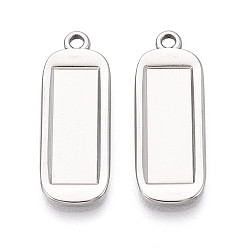 Нержавеющая Сталь Цвет 304 Настройки кабошон из нержавеющей стали кулон, прямоугольник амулеты, цвет нержавеющей стали, 28x10.5x2 мм, отверстие : 1.8 мм, лоток : 18.5x6.5 мм