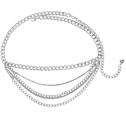 Платина Многорядные витые цепочки с железными кристаллами и стразами для женщин, платина, 30.71 дюйм (78 см)