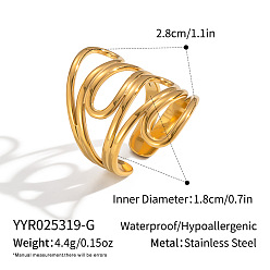 Настоящее золото 18K Регулируемые манжеты из нержавеющей стали для женщин, реальный 18 k позолоченный, внутренний диаметр: 18 мм
