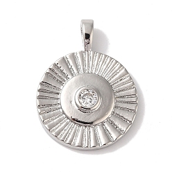 Платина Подвески из латуни и кубического циркония, без кадмия и без свинца, долговечный, плоско-круглые, платина, 20x15x3 мм, отверстие : 3 мм