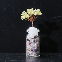 Перидот Украшения из натуральных кристаллов перидота, Бутылка желаний «Дерево удачи», украшение для дома по фэн-шуй, 20x70 мм