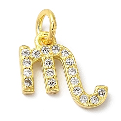 Скорпион 925 серебряные шармы, с четким кубического циркония, созвездие, золотые, Скорпион, 10x9x1 мм, отверстие : 2.5 мм