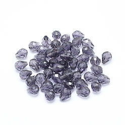 Dark Slate Blue Imitation Austrian Crystal Beads, Grade AAA, Faceted, Drop, Dark Slate Blue, 6x8mm, Hole: 0.7~0.9mm