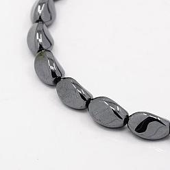 Platinum Plated Non-magnetic Synthetic Hematite Beads Strands, Twist, Platinum Plated, 12x7x7mm, Hole: 1mm