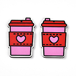 Bottle Печатные подвески дерева, день Святого Валентина в стиле, бутылка, 40x26.5x2.8 мм, отверстие : 1.6 мм