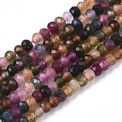 Tourmaline Natural Tourmaline Beads Strands, Faceted Rondelle, 3x2mm, Hole: 0.6mm, about 190pcs/Strand, 15.55 inch(39.5cm)