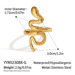 Настоящее золото 18K 304 открытые кольца манжеты из нержавеющей стали, змея, вакуумное покрытие pvd, реальный 18 k позолоченный, 30 мм, внутренний диаметр: 17.2 мм