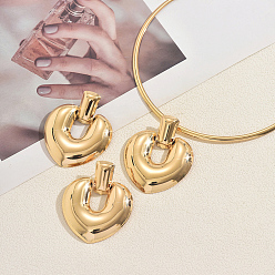 Золотой Комплекты из колье и серег-гвоздиков с подвеской в виде железного сердца для женщин, золотые, внутренний диаметр: 5.12 дюйм (13 см)