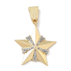 Звезда Латунные микро проложить кубического циркония подвески, звезда, 26x24.5x4 мм, отверстие : 6x2 мм