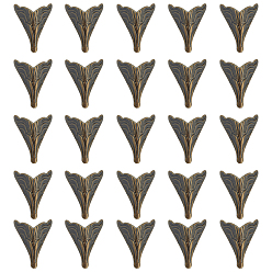 Античная Бронза Старинный защитный уголок из сплава, деревянный футляр шкатулка для драгоценностей протектор угла ноги, античная бронза, 26x20x10 мм, 24 шт / коробка