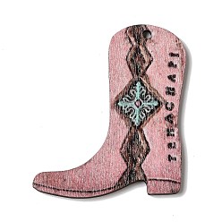 Pink Печатные подвески дерева, обуви, розовые, 48x40x2 мм, отверстие : 2 мм