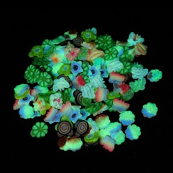 Mixed Color Handmade Polymer Clay Cabochons, Glow in the Dark Polymer Clay Slices for Resin Crafts & DIY Projects, Mixed Shape, Mixed Color, 6~11x5.5~10x1~1.5mm