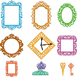 Mixed Shapes Трафареты для резки углеродистой стали в стиле ретро, Шаблон для изготовления бумажных карточек с декоративным тиснением для скрапбукинга своими руками, художественный промысел, разнообразные, 130~135x62~93x0.8 мм, 3 шт / комплект