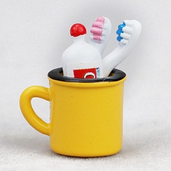 Желтый Сплав зубная щетка зубная паста набор миниатюрные украшения, аксессуары для домашнего кукольного домика с микро-ландшафтом, притворяясь опорными украшениями, желтые, 20 мм