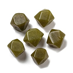 Olivgrün Naturweiß gefärbt Jade Perlen, Rechteck, facettiert, olivgrün, 10.5~12x10~11.5x9~11.5 mm, Bohrung: 1.2 mm